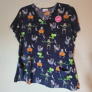 Scrubstar Women's Halloween V-Neck Scrub Multi-Col